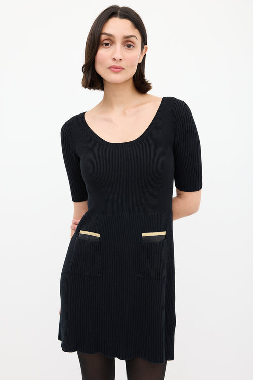 Prada Black Knit Two Pocket Dress