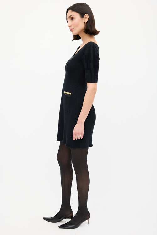 Prada Black Knit Two Pocket Dress