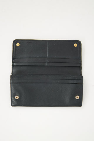 Prada Black Saffiano Leather Bow Wallet