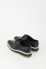 Prada Black & White Leather Brogue Platform Oxford