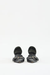 Prada Black Leather Buckled Pointed Toe Pump