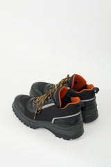 Prada Black & Orange Leather Hiking Boot