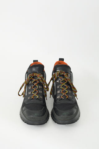 Prada Black & Orange Leather Hiking Boot