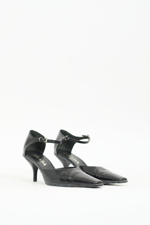 Prada Black Leather D'Orsay Pump