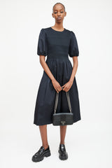 Prada Black Leather Diagramme Flap Shoulder Bag