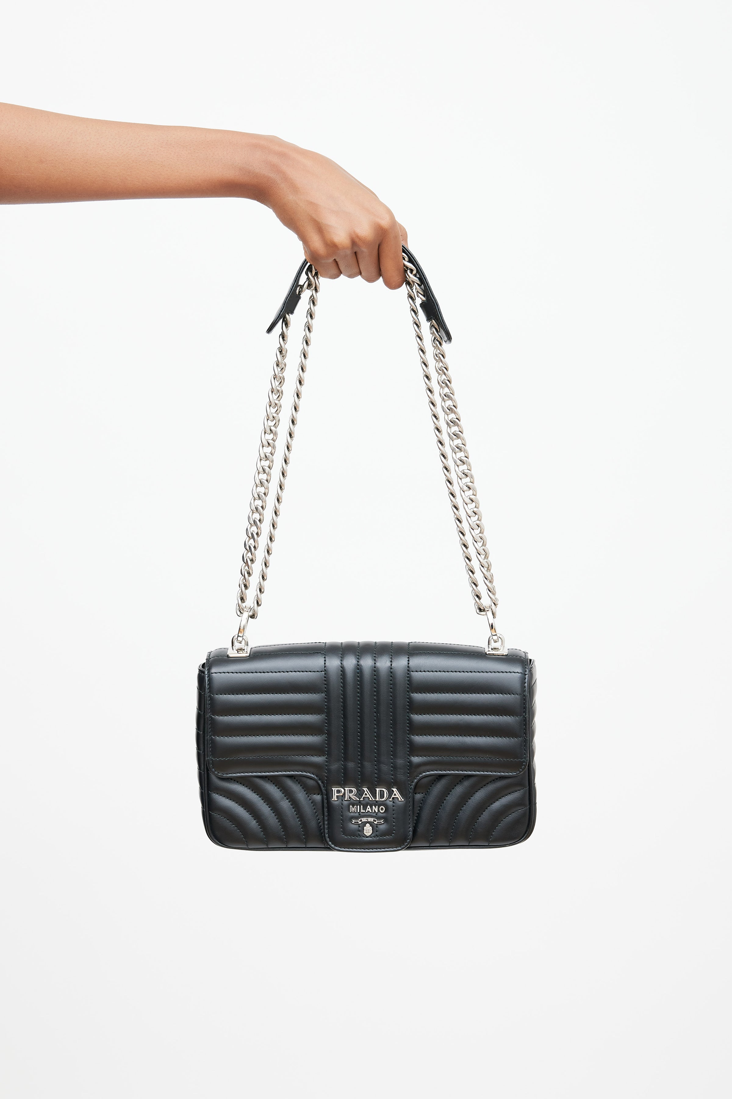 Prada // Black Leather Diagramme Flap Shoulder Bag – VSP Consignment