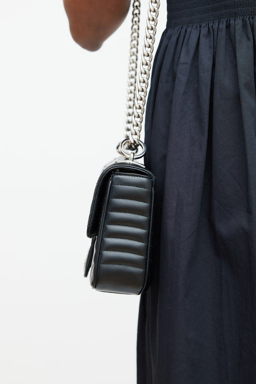 Prada Black Leather Diagramme Flap Shoulder Bag