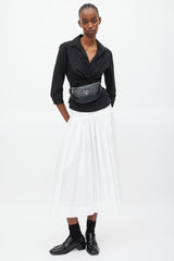 Prada Black & Silver Leather Diagramme Quilted Belt Bag