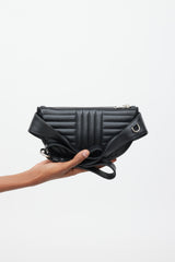 Prada Black & Silver Leather Diagramme Quilted Belt Bag