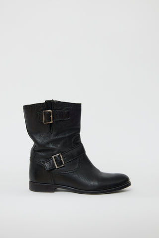 Prada Black Leather Engineer Boot