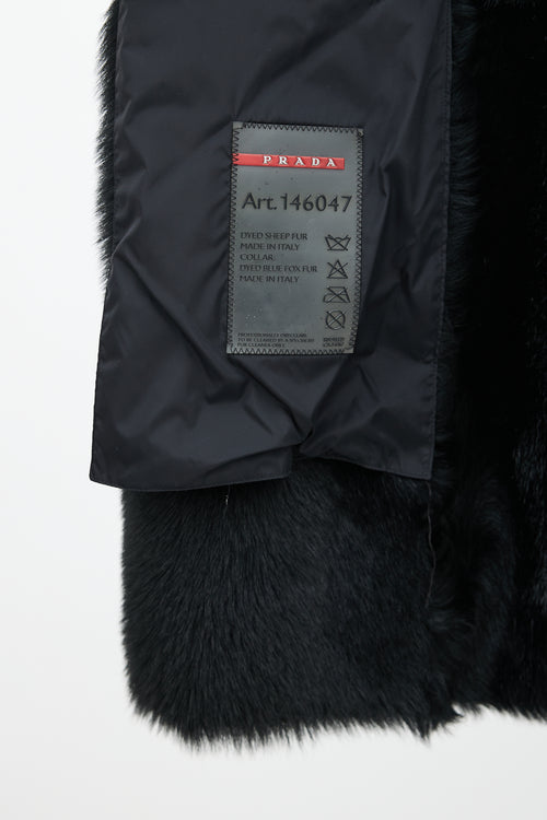 Prada Black Leather Fox Fur Jacket