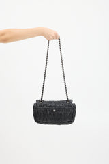 Prada Black Leather Gaufre Chain Flap Bag