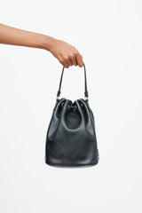 Prada Black Leather Glace Secchiello Bucket Bag