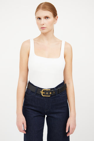 Prada Black Leather & Gold Tone Belt