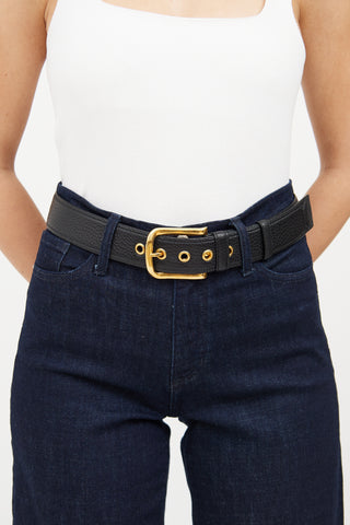 Prada Black Leather & Gold Tone Belt