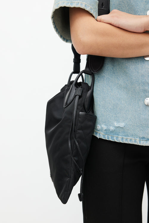 Prada Black Quilted Nylon Drawstring Crossbody Bag