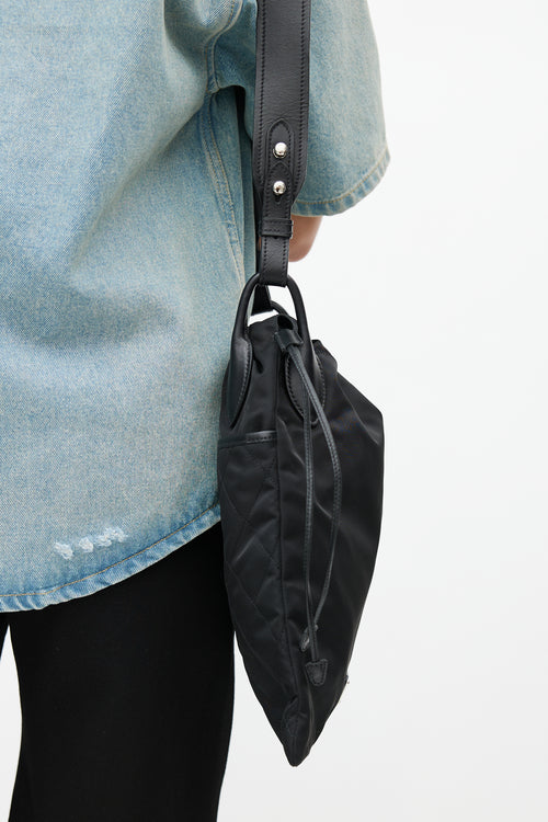 Prada Black Quilted Nylon Drawstring Crossbody Bag
