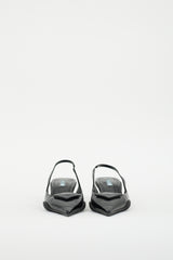 Prada Black Leather Logo Slingback Pump
