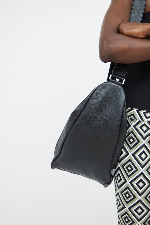 Prada Black Leather Logo Triangle Bag