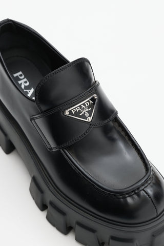 Prada Black Leather Monolith Platform Loafer