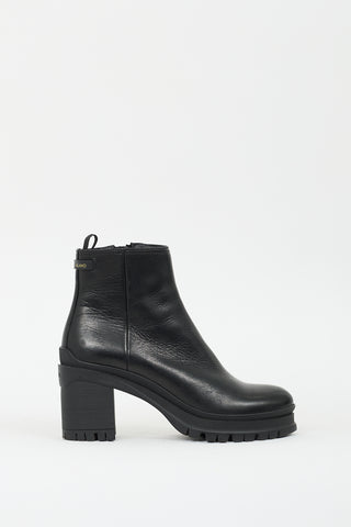 Prada Black Leather Lug Sole Boot