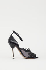 Prada Black Leather & Mesh Flame Heel