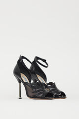 Prada Black Leather & Mesh Flame Heel