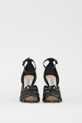 Prada Black Leather & Mesh Flame Heel