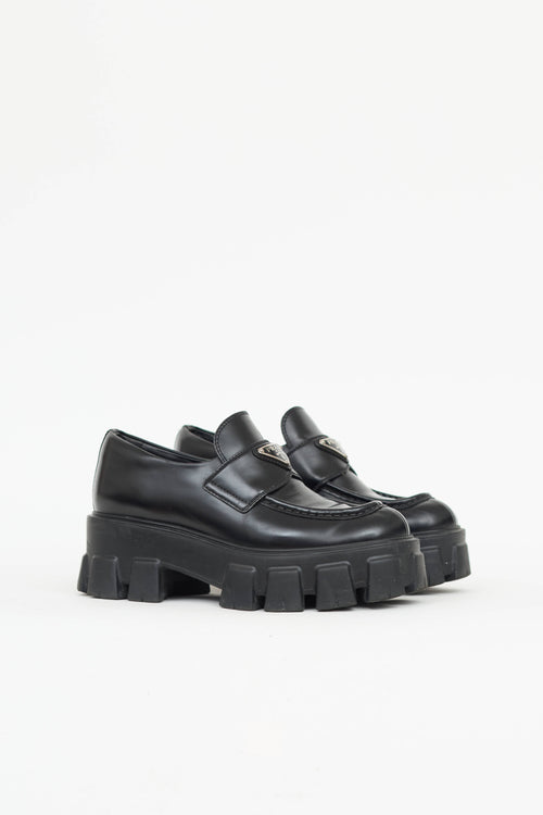 Prada Monolith Brushed Leather Loafer