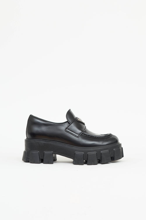 Prada Monolith Brushed Leather Loafer