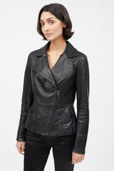 Prada Black Leather Moto Jacket