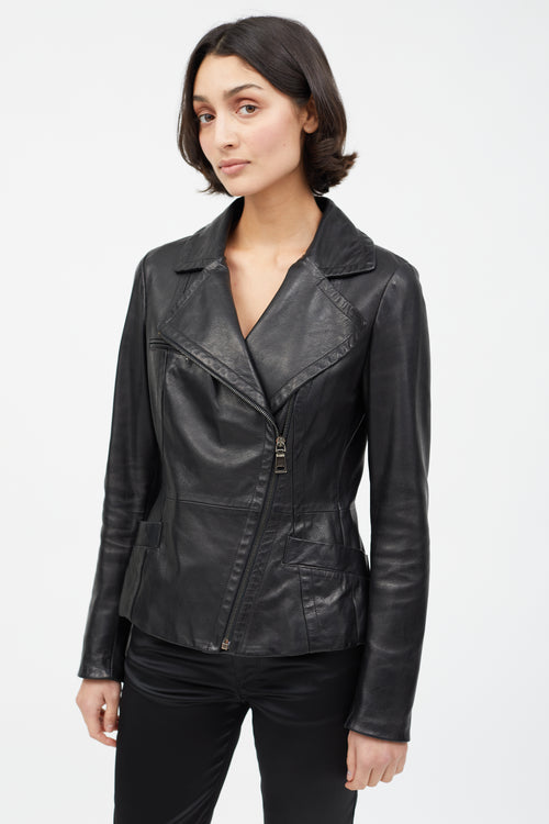 Prada Black Leather Moto Jacket