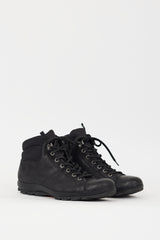 Prada Black Leather & Nylon Sneaker