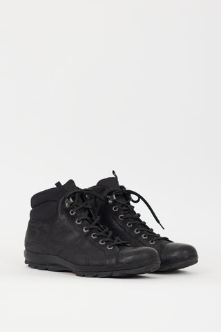 Prada Black Leather & Nylon Sneaker