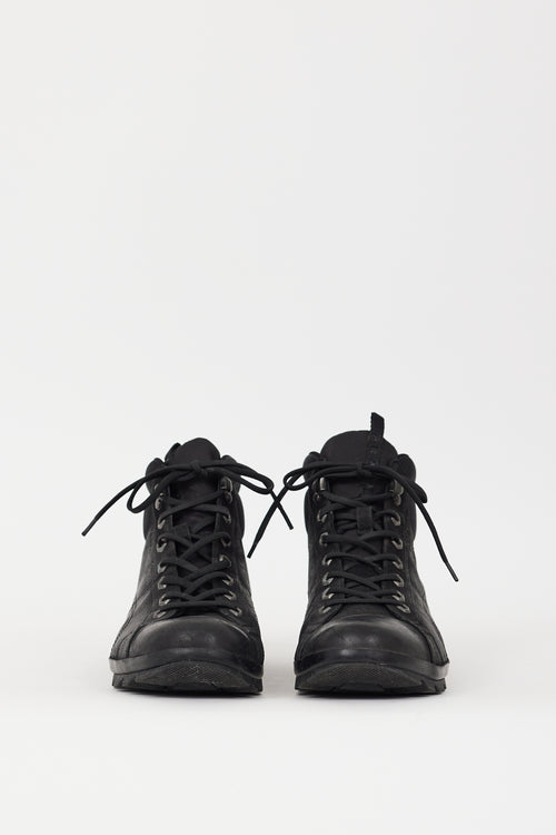 Prada Black Leather & Nylon Sneaker