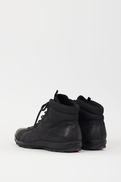 Prada Black Leather & Nylon Sneaker