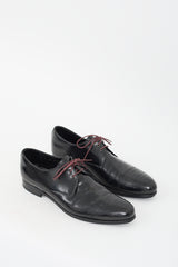 Prada Black Leather Brogue Derby