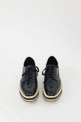Prada Black Leather Platform Brogue