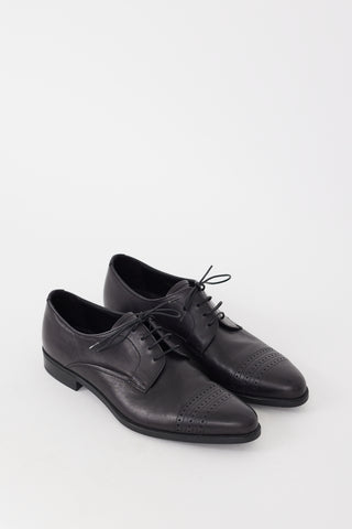 Prada Black Leather Pointed Toe Dress Shoe