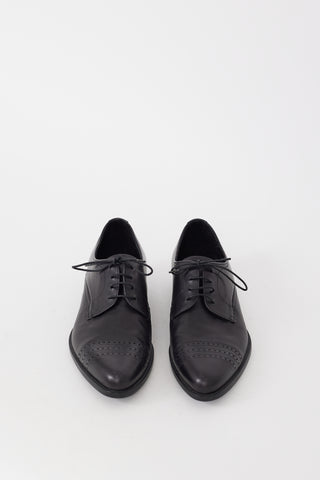 Prada Black Leather Pointed Toe Dress Shoe
