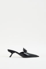 靴 PRADA pumps Mule pointed toe logo 22cm Prada // Leather Pointed Toe Logo Mule – VSP Consignment