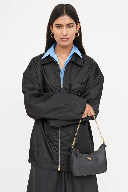 Prada Black Saffiano Leather Re-Edition 2005 Shoulder Bag