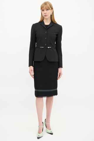 Prada Black Leather Rope Belted Blazer