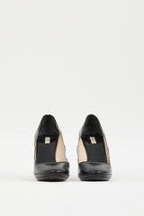 Prada Black Leather Scallop Edge Pump