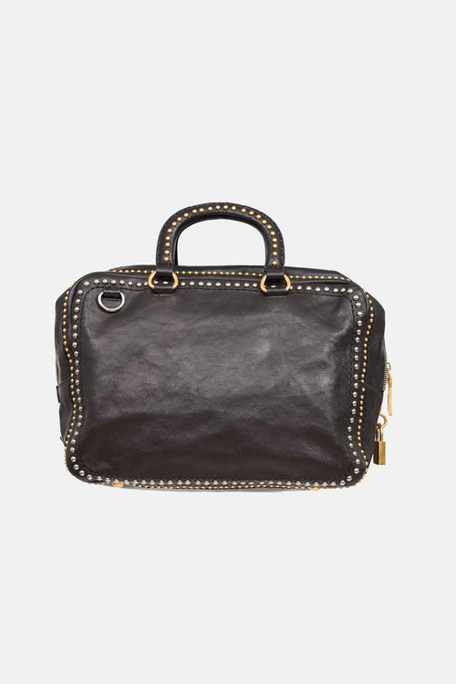 Prada Glace Studded Bowling Leather Bag