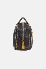 Prada Glace Studded Bowling Leather Bag