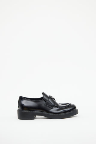 Black Leather Triangle Logo Loafer