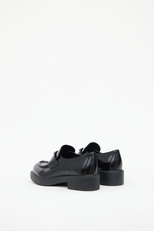 Black Leather Triangle Logo Loafer