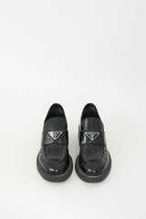Prada Black Leather Triangle Logo Loafer