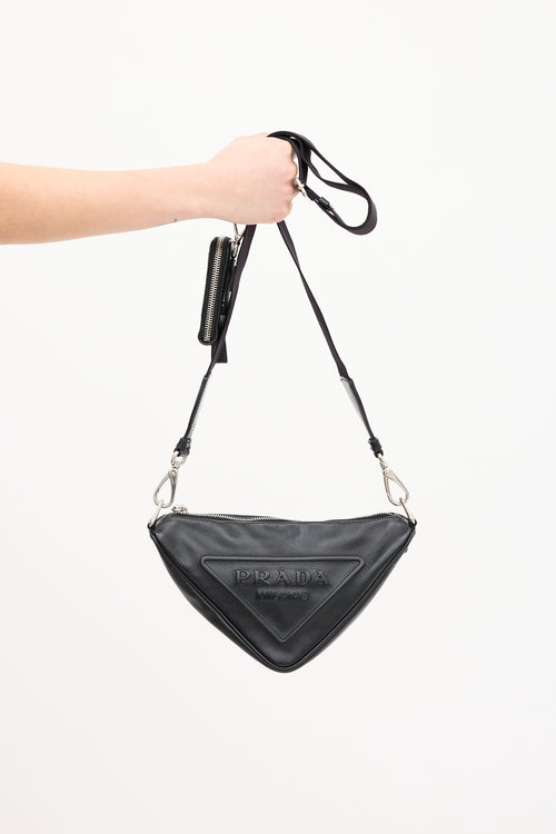 Prada Black Leather Triangle Shoulder Bag